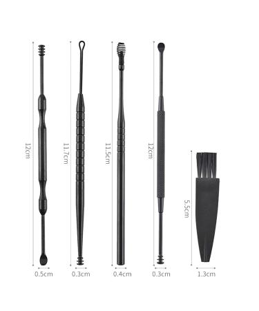 Tingdongwei 5-in-1 Stainless Steel Ear Cleaner Set - Reusable Ear Wax Removal Kit for Adults & Children - Black Storage Box Included - Buy Online on GoSupps.com