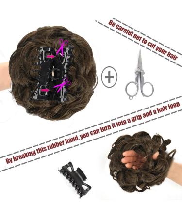 RPAEOY Dark Brown Hair Parts Dutt with Bracket - Curly Wavy Hair Tie & Messy Bun Clamp - Synthetic Hair Scrunchy for Women - Buy Online on GoSupps.com