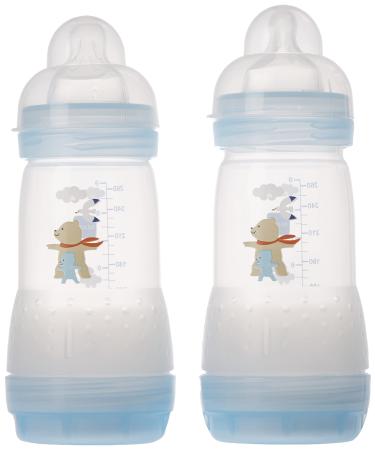 MAM Easy Start Anti-Colic Bottle 9oz (2 count) MAM Baby Bottle with Medium Flow Nipple Breastfed Baby Feeding Essentials Boy ( Packaging May Vary ) boy Anti-Colic Bottle(2 count)