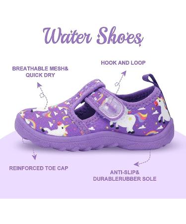 Nerteo Boys Girls Aquatic Water Shoes - 9 Toddler Purple/Rainbow/Unicorn - Buy Online on GoSupps.com