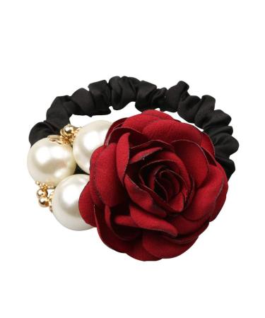 Korean Fashion 4Pcs Pearl Rose Flower Hair Bands Rhinestone Hair Ties for Stylish Hair Jewelry - Buy Online on GoSupps.com