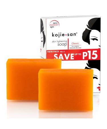 Kojie San Skin Brightening Soap - The Original Kojic Acid Soap with Brightening and Moisturizing Properties, Even Skin Tone and Reduce Appearance of Hyperpigmentation (65 grams, 2 Bars Per Pack)