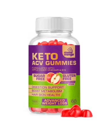 Keto ACV Gummies for Advanced Weight Loss - Gluten & Sugar-Free Apple Cider Vinegar Rapid Fat Burner Diet Supplement for Women Men - 60 Gummies (1000MG)