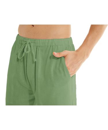 YuKaiChen Men's Casual Beach Pants Drawstring Cotton Linen Yoga Trousers - Fruitgreen - Buy Online on GoSupps.com