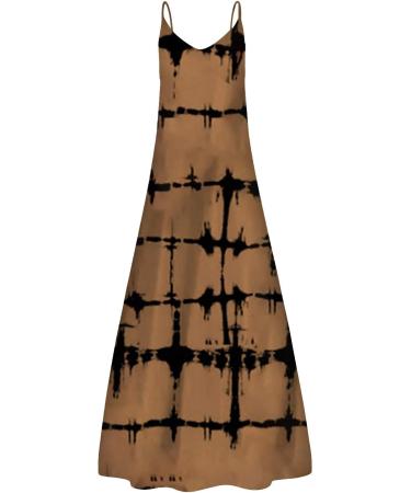 Ronony Sleeveless Maxi Dress for Women | V-Neck Summer Casual Sundress | Colorful Tie Dye Beach Party Dress | XL Long Summer Dress - Buy Online on GoSupps.com