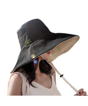 FaroDor Women's Packable Reversible Bucket Hat UV Sun Protection Wide Brim Summer Beach Cap 3black