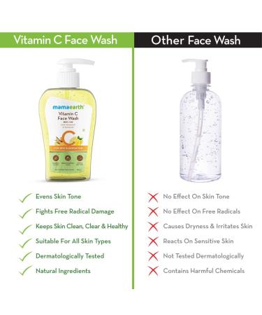 MAMAEARTH Vitamin C Face Wash | Illuminate & Exfoliate Skin | Gentle Turmeric Formula | Sulfate & Paraben Free | 8.45 Fl Oz (250ml - Buy Online on GoSupps.com