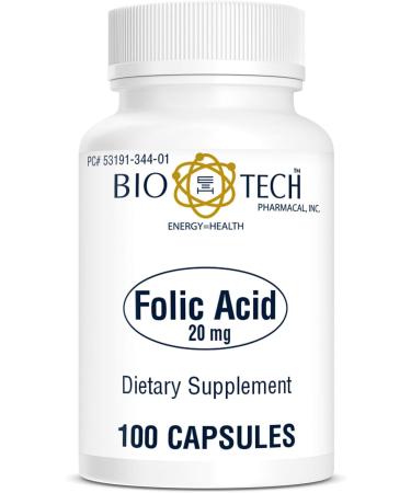 Bio-Tech Pharmacal Folic Acid 20mg - 100 Count (Pack of 1) | High-Quality Supplement - Buy Online on GoSupps.com