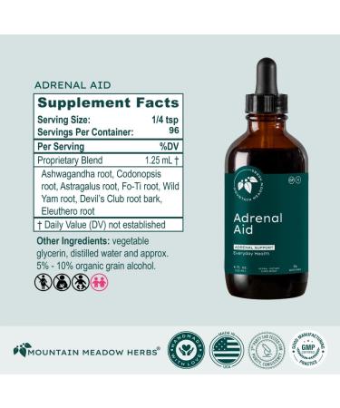 Mountain Meadow Adrenal Aid - 4oz - Adrenal System Support - Contains Ashwagandha Root and More for Fatigue (Original Formula) - Buy Online on GoSupps.com