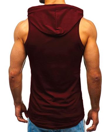 Amussiar Men's Workout Hooded Tank Top - XX-Large Wine Red - Buy Online on GoSupps.com