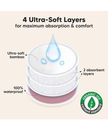 Organic Bamboo Nursing Breast Pads - 14 Washable Pads + Wash Bag - Breastfeeding Nipple Pad for Maternity - Reusable Nipplecovers for Breast Feeding (Lovelle  Large 4.8") Lovelle Large 4.8" - Buy Online on GoSupps.com