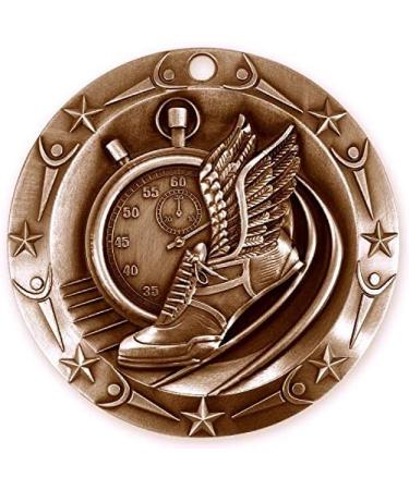 Decade Awards Track World Class Medal - 3 Wide Medallion with American Flag Ribbon - Silver - Buy Online on GoSupps.com