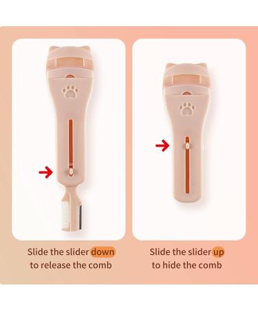 3 in 1 Portable Eyelash Curler Eyebrow Cutter & Comb - Mini Cat Claw Cute Makeup Tool with Extra Silicone Refill Pads - Perfect Gift for Women - Pink - Buy Online on GoSupps.com