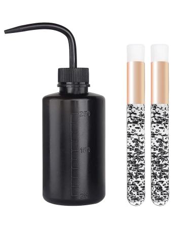 Plastic Satety Lash Cleaning Tatoo Wash Bottles 2PCS Peel Off Blackhead Brush Nose Pore Deep Cleaning Brush  Facial Cleansing Brushes (Black Bottle+Crystal Black Nose Brush)