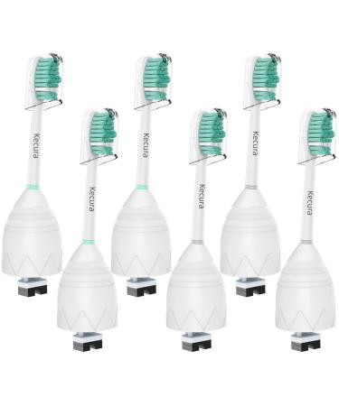 Kecura Replacement Brush-Heads Compatible with Philips Sonicare: e-Series Toothbrush Heads HX7022/66 fits Sonicare-Essence & CleanCare Electric Brush Handles 6 Pack