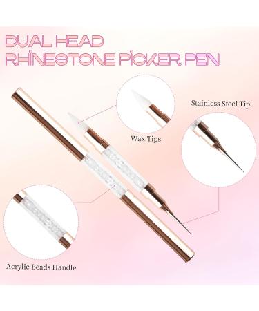 Dual-Ended Rhinestone Picker Doting Pen - Wax Pencil Applicator for Nail Art Jewelry & DIY Crafts - White Acrylic Handle - Buy Online on GoSupps.com
