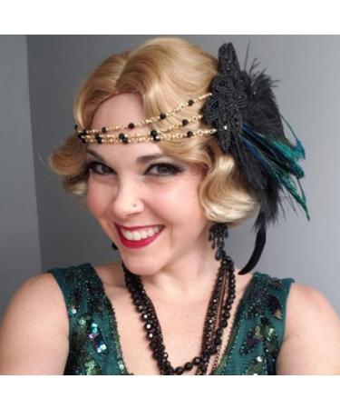 Feather Headband Lady Head-Chain Handmade Hair Headwear for Women Party Headpiece Roaring 1920s Art - Buy Online on GoSupps.com