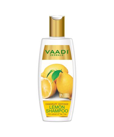 Lemon with Tea Tree Extract Shampoo Dandruff Defense ALL Natural Paraben Sulfate Free Scalp Therapy Moisture Therapy Suitable for All Hair Types - 11.8 Oz - Vaadi Herbals
