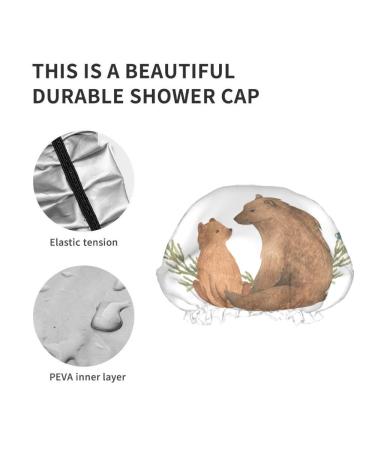 Moslion Brown Bears Watercolor Shower Cap | Reusable Double Layer Bath Hat - Buy Online on GoSupps.com