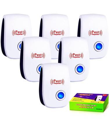 Ultrasonic Pest Repeller Mouse Repellent Indoor Pest Control Pest Repellent Ultrasonic Plug in Spider Repellent Indoor Ultrasonic Repellent for Roach Rodent Mouse Bugs Mosquito Mice 6 Packs