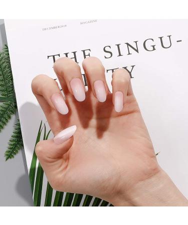 LIARTY 24pcs Milky White Gradient Artificial Nails - 12 Sizes Ellipse Fake Nail Tips for Perfect Manicure - Buy Online on GoSupps.com