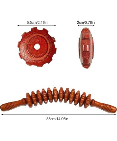 Wooden Massage Roller with Handle - Anti-Cellulite Body Massager for Back Neck & Legs - 12 Wheels - Natural Color - Buy Online on GoSupps.com
