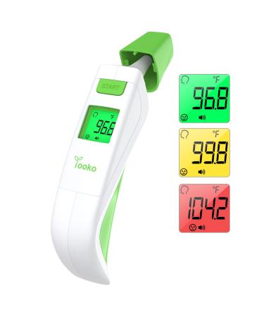 YOOKO Ear and Forehead Thermometer for Adults and Kids, No-Touch Digital Thermometer with Scanning Technology, 1s Instant Reading Infrared Thermometer with Fever Alarm and Object Measurement