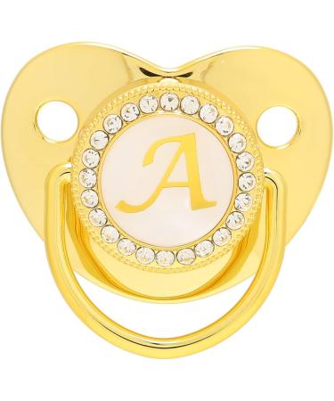 Alomejor Curved Baby Pacifier - 26 Letters Safe Materials Healthy Bling with Clips for 6-18 Months - Golden Color - Buy Online on GoSupps.com