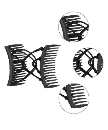 Froiny Stretchy Double Hair Comb Clips - Adjustable Elastic Hairpins for Women & Girls - 2-Pack Updo Ponytail Holders - Buy Online on GoSupps.com