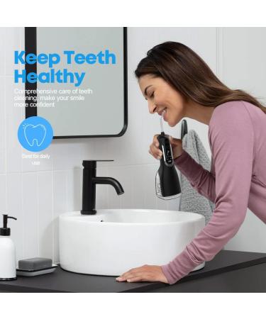 Cordless Water Flosser & Oral Irrigator with 5 Modes - Portable & Rechargeable - 4 Jet Tips - Travel-Friendly - Black - Buy Online on GoSupps.com