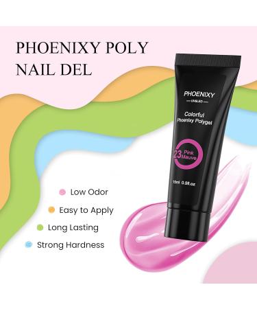 Phoenixy Poly Nail Gel Kit: 8 Colours 15ml Set + 36W UV/LED Lamp | Professional Nail Art Starter Set for Women - 29 Piece Set - Buy Online on GoSupps.com