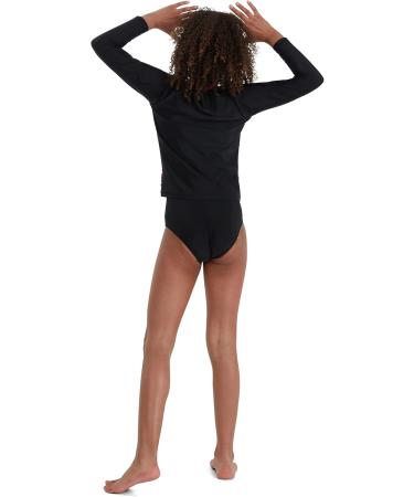 Speedo Girls Printed Long Sleeve Sun Protection Rash Top - 11-12 Years - Black/Pink | Best for Sun Safety & Comfort - Buy Online on GoSupps.com