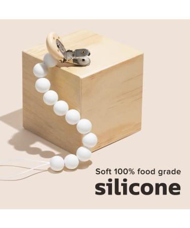 Premium Silicone Pacifier Clip - Safe Holder for Baby and Toddlers - Neutral White - Center Coast Collections - Buy Online on GoSupps.com