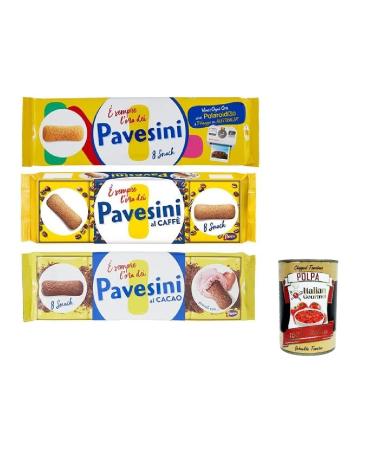 Italian Gourmet E.R. Pavesi Pavesini Classic Snack Mix Coffee & Cocoa 200g 3 Packs + Italian Gourmet Pulp 400g