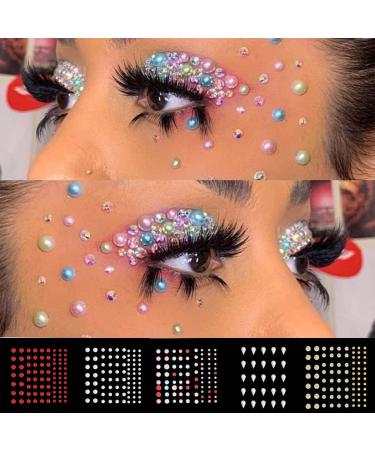 Ludress 5 Sheets Crystal Face Stickers Rave Face Jewels Club Glitter Body Gems Rhinestones Tear Tattoos Party Mermaid Body Jewels DIY Nails Art Make Up Accessories for Women and Girls(Style 3)