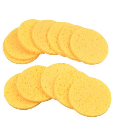 10pcs Yellow Round Face Cleaning Makeup Removal Sponges - Best Cosmetic Pads for Facial Care - Buy Online on GoSupps.com