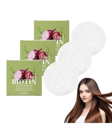 VKaoess Onion Rosemary Shampoo Bar with biotin natural cleansing bar for thinning hair Appearance care volume support for women and men all hair types 30 g 3 pieces