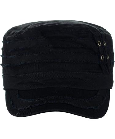 D&Y Unisex Cotton Distressed Cadet Military Cap - Black | ACD2007 - Buy Online on GoSupps.com