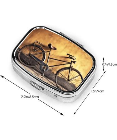 Old Bicycle Printed Square Pill Box | Portable Travel Medicine Organizer for Easy Medication Management - Buy Online on GoSupps.com