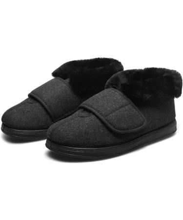 ZHENSI Women's Adjustable Slippers Extra Wide Swollen Feet Diabetic Shoes Memory Foam Non-Slip Elderly Black - Buy Online on GoSupps.com