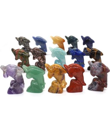 TRUSTTWO 5PCS/Set Surf Dolphin Statue Natural Stone Ornament Healing Crystal Reiki Animal Figurine Hand Carved Gemstone Home Decoration The Ocean Jasper - Buy Online on GoSupps.com