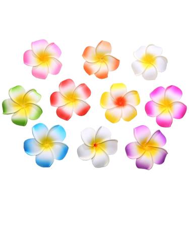 Hawaii Flowers Hair Clip Set | 10-Piece Plumeria & Hibiscus Foam Hairpins for Girls & Women | Beach Party & Wedding Decoration - Buy Online on GoSupps.com