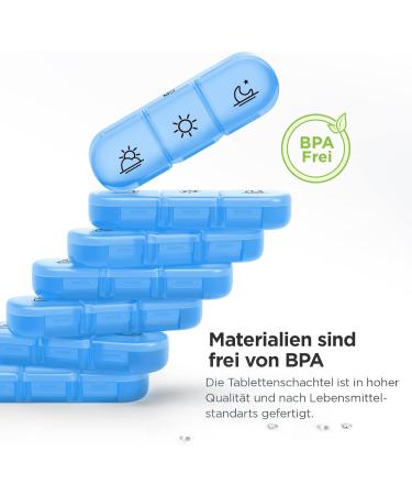 Shop Auvon Weekly Pill Box - 7-Day Portable Tablet Organizer with Large Compartments for Medications & Supplements (Blue) - Buy Online on GoSupps.com