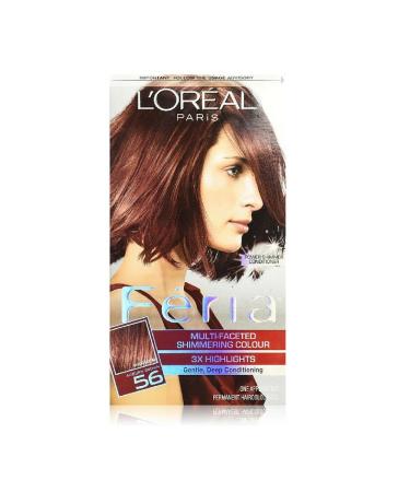L'Oreal Paris Feria Multi-Faceted Shimmering Permanent Hair Color  56 Brilliant Bordeaux (Auburn Brown)  Pack of 1  Hair Dye 1 Count (Pack of 1) 56 Brilliant Bordeaux (Auburn Brown)