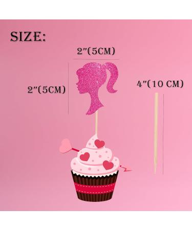 15Pcs Pink Cupcake Toppers and Pink Glitter Girls Cupcake Topper for Pink Girl Birthday Bridal Party Decorations Wedding Cake Decors - Buy Online on GoSupps.com