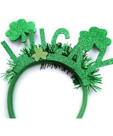 hgnxa Saint Patricks Day Green Glitter Tinsel Headband Head Bopper Irish Party Lucky Shamrock Hair Hoop Costume Accessory Type1 - Buy Online on GoSupps.com