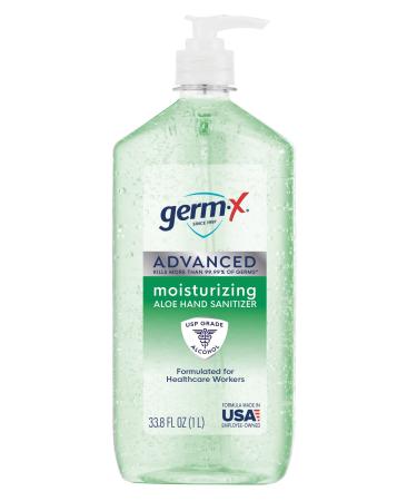 Germ-X Advanced Hand Sanitizer with Aloe and Vitamin E  Kids Hand Sanitizer  Non-Drying Moisturizing Gel  Instant and No Rinse Formula  Pump Bottle  Back to School Supplies  1 Liter 33.8 Fl Oz (Pack of 1)