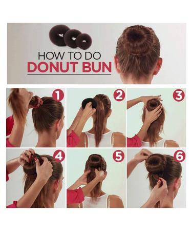 7-Piece Hair Knot Ring Bun Maker Set with Ribbons & Pins - Chignon Hairstyling Tools - Brown - Buy Online on GoSupps.com
