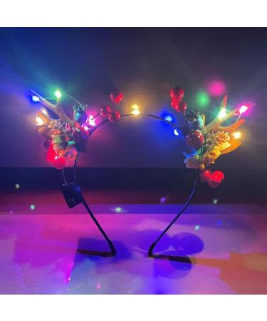 Wedity LED Christmas Glowing Tiara Reindeer Antlers Hair Accessories Christmas Party Feather Hair Hoop Headwear Hair Accessories for Women Girls (B) - Buy Online on GoSupps.com
