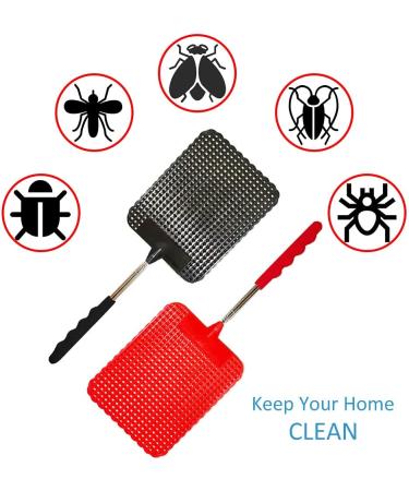 Dr. Dakota 4Pcs Telescopic Fly Swatters - Heavy Duty Retractable Manual Swatter, Premium Extendable Design - Pack of 3 Assorted Colors - Buy Online on GoSupps.com
